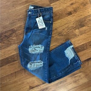 Grace & Emma Distressed Denim Flare Jeans